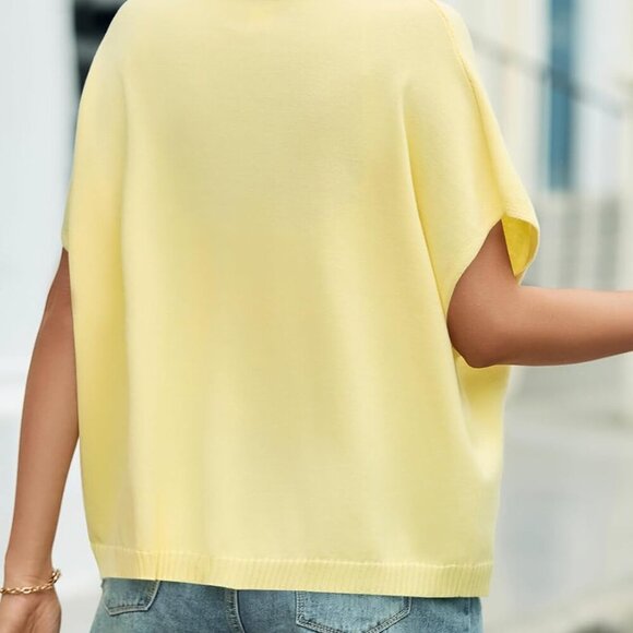 Women’s Summer Oversized Batwing Short Sleeve V-Neck Casual Knit Cardigan - Picture 5 of 5